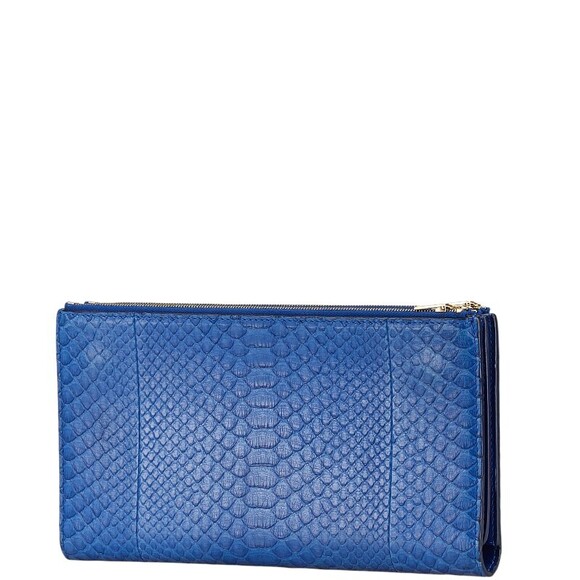 Celine Handbags - Celine clutch blue leather bag crocodile Trio